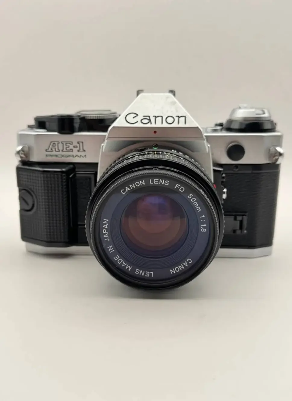 Canon AE-1 Program 35mm SLR Film Camera FD 50mm f/1.8 Lens Silver
